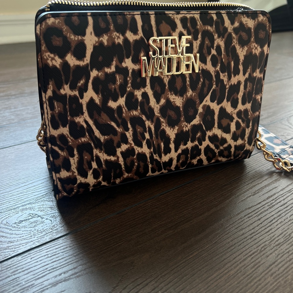Steve Madden Leopard Print Crossbody Bag - Brown/Black